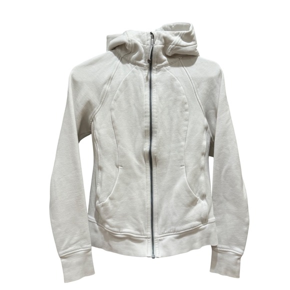 Lululemon Tops - Lululemon Scuba Full Zip Hoodie Women's 6 White Thumbholes Fleece Athletic Read